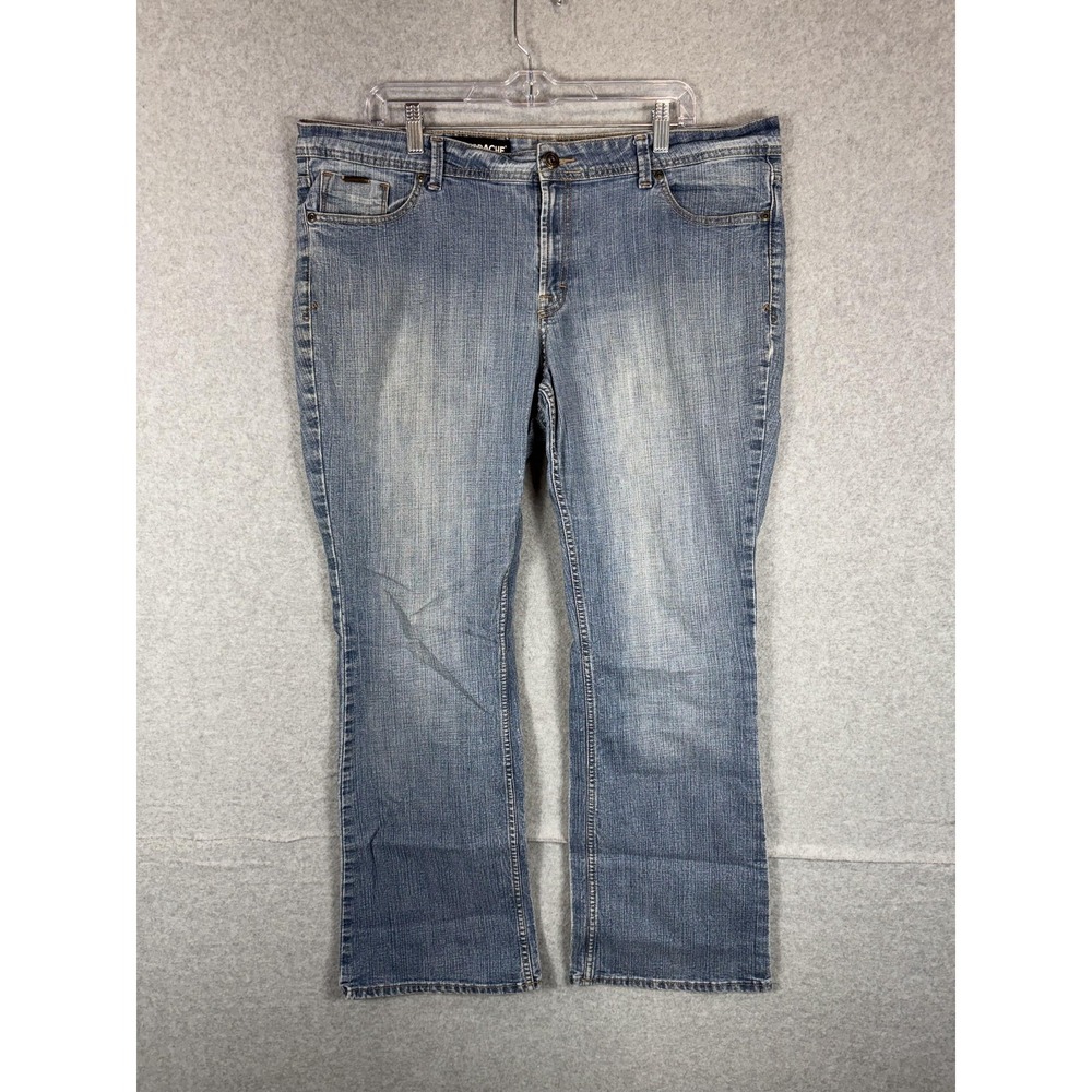 Jordache Jeans Womens 18 Blue Bootcut Mid Rise Stretch Denim Casual Distressed